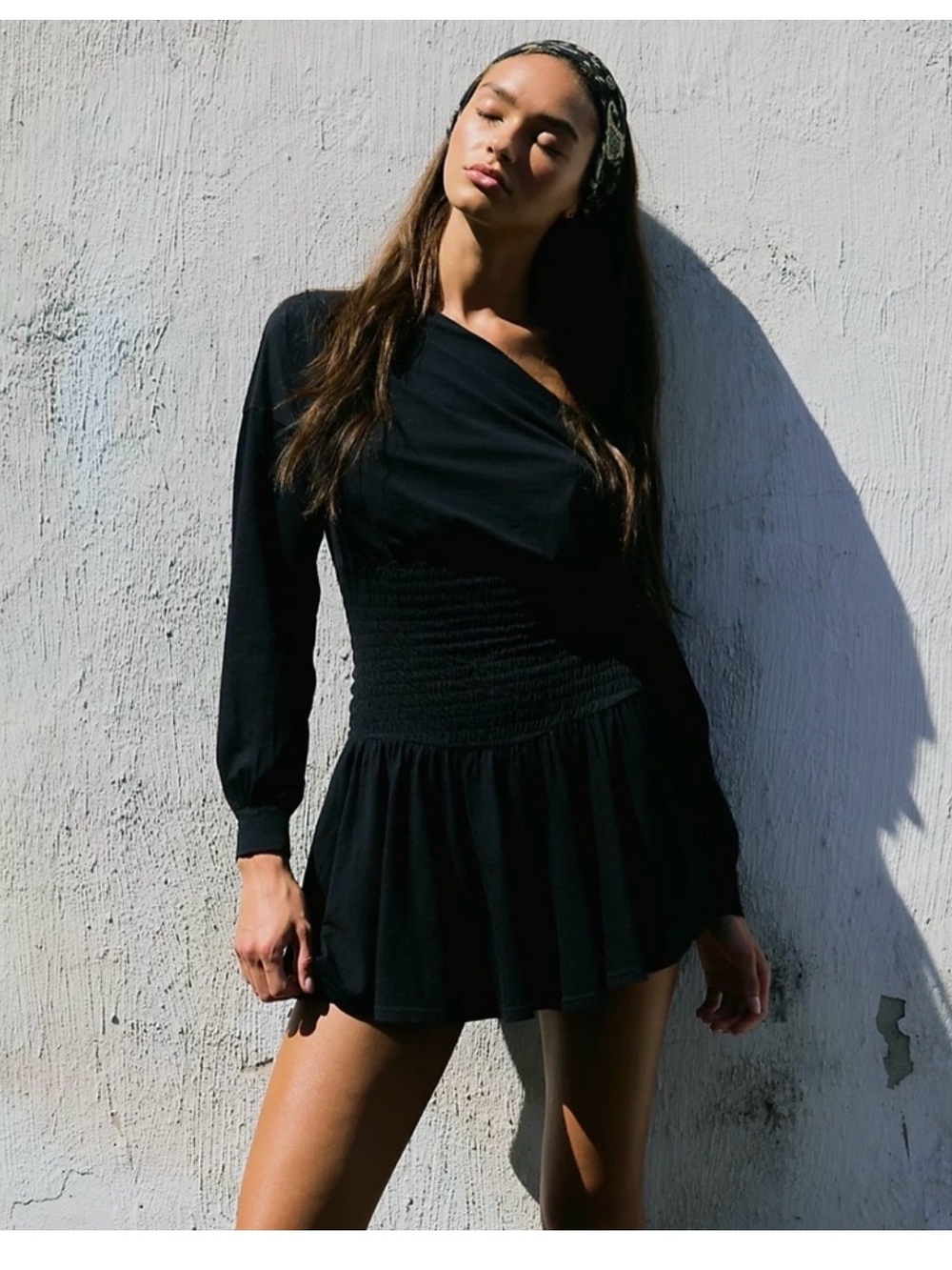 FREE PEOPLE SCORCHING HOT LONG SLEEVE MINI DRESS BLACK NWT